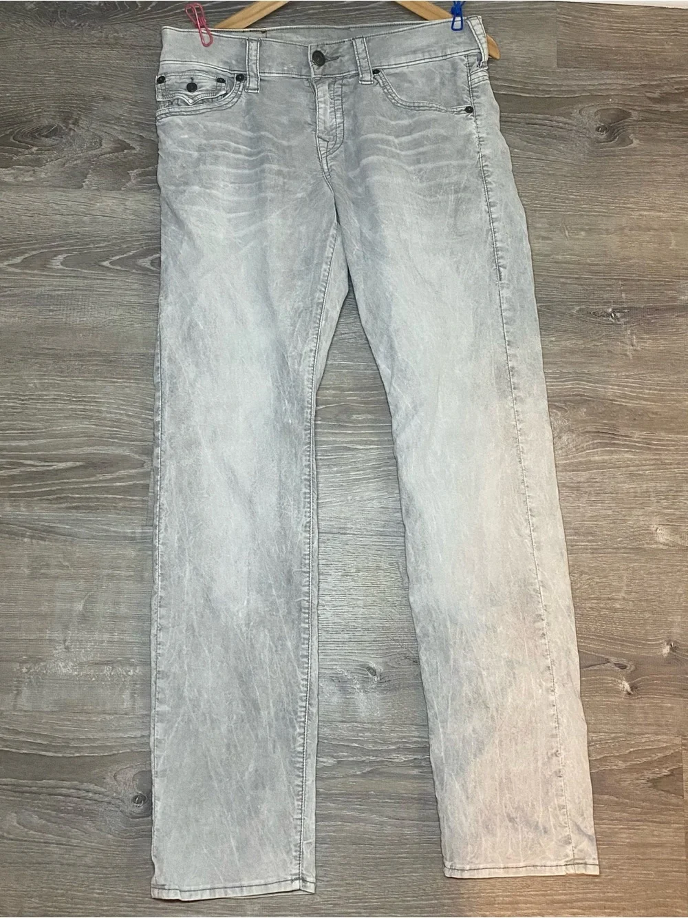 True Religion Men's Light Gray Slim Jeans